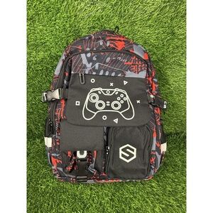 PlayStation Backpack Black Red Gray Gaming School Integrated USB Audio Techwear